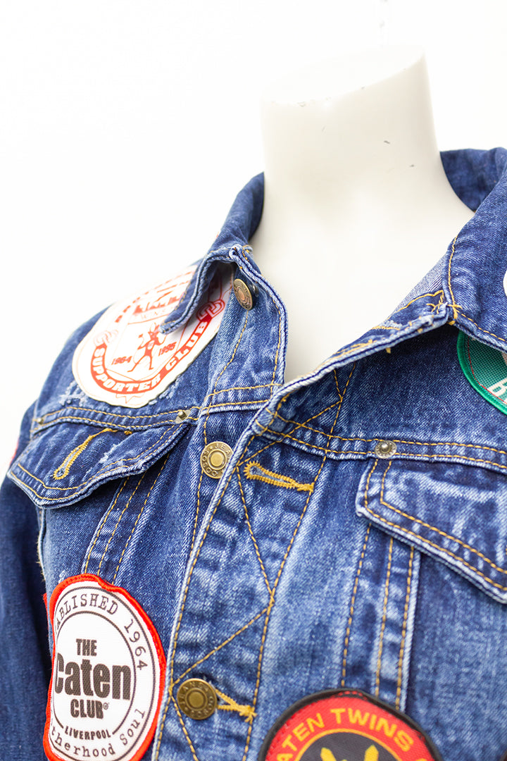 Dsquared donkerblauw denim patches jasje
