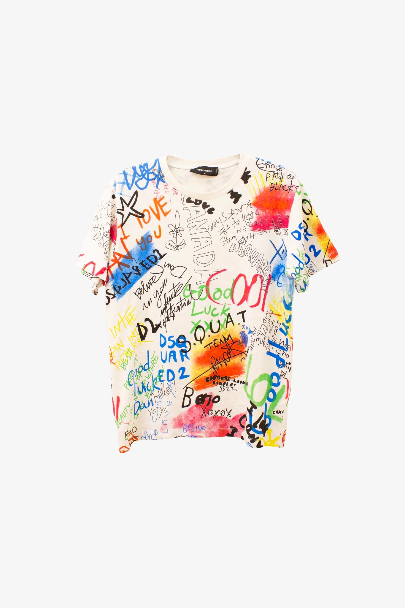 Wit Dsquared2 t-shirt met graffiti print