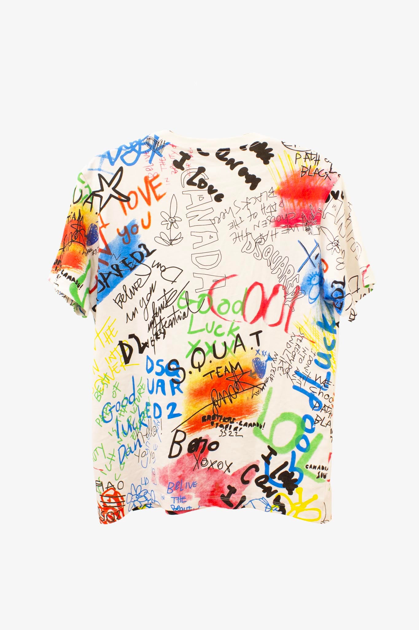 Wit Dsquared2 t-shirt met graffiti print