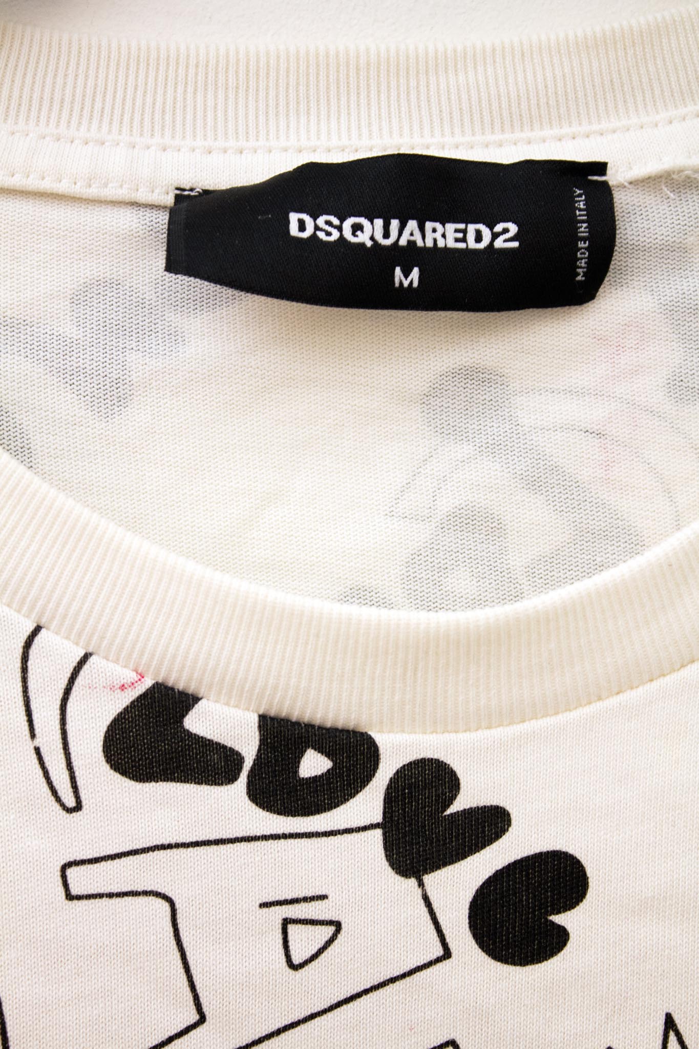 Wit Dsquared2 t-shirt met graffiti print