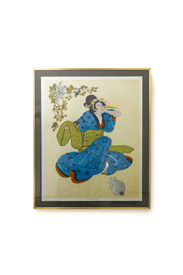 Dufex print geisha ‘Listening’ G.F. Leech Engeland 1983
