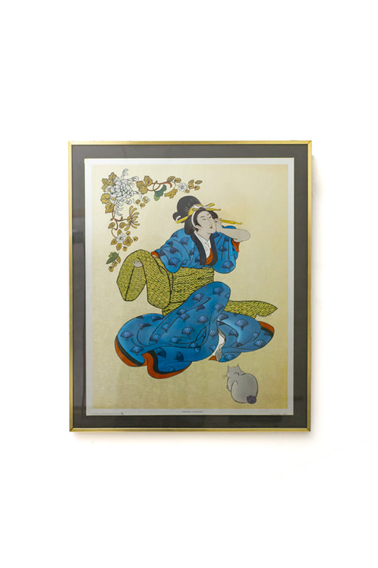 Dufex print geisha ‘Listening’ G.F. Leech Engeland 1983