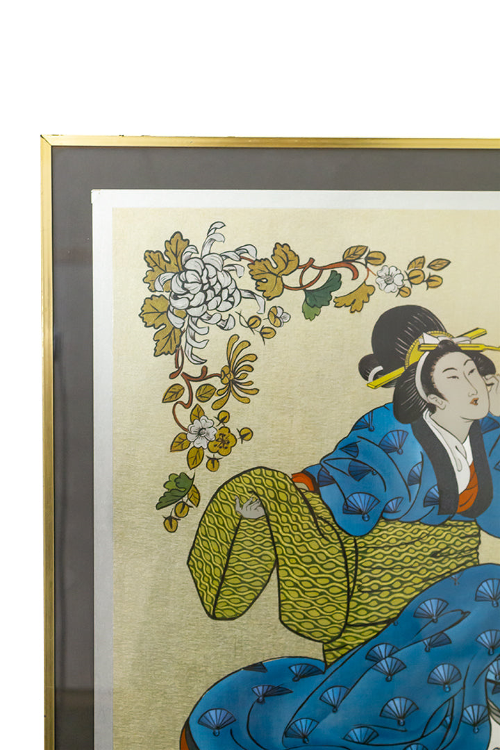 Dufex print geisha ‘Listening’ G.F. Leech Engeland 1983