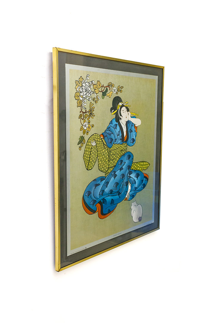Dufex print geisha ‘Listening’ G.F. Leech Engeland 1983