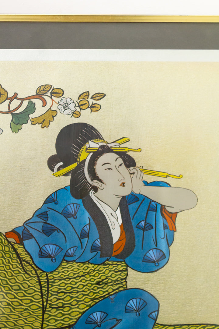 Dufex print geisha ‘Listening’ G.F. Leech Engeland 1983