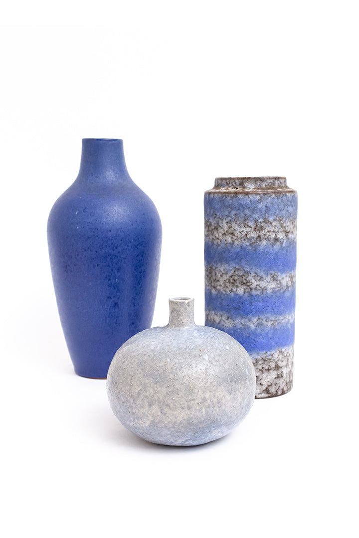 Duitse vaas blauw keramiek Expertic Römhild vintage