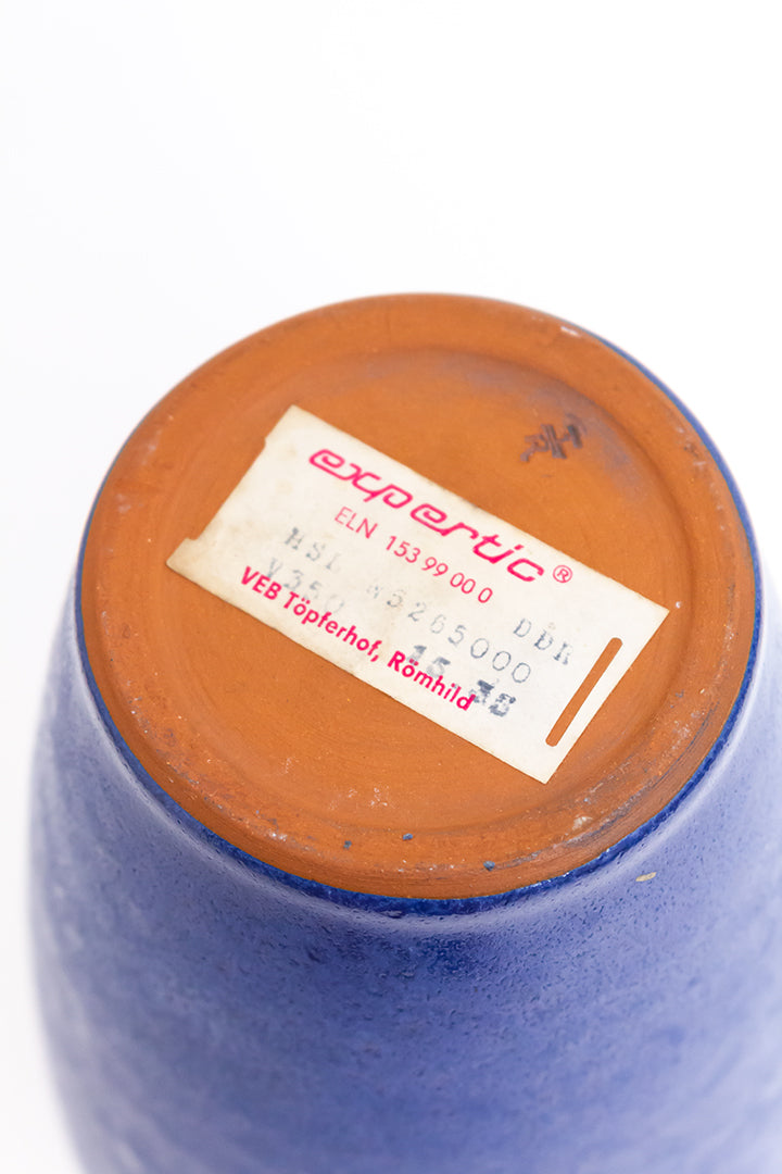 Duitse vaas blauw keramiek Expertic Römhild vintage