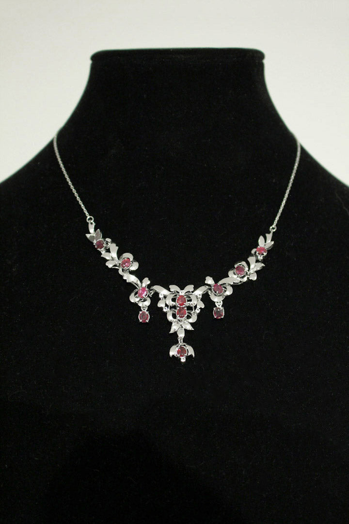 Edwardiaanse collier zilver granaat