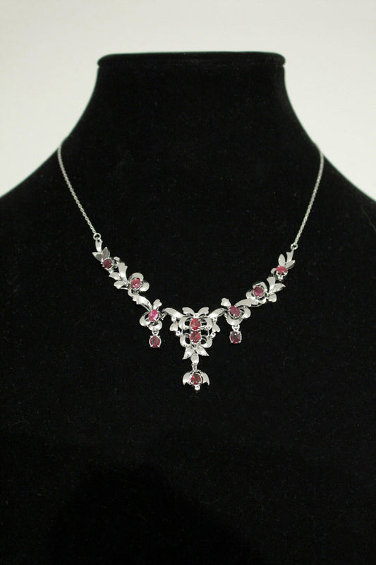 Edwardiaanse collier zilver granaat