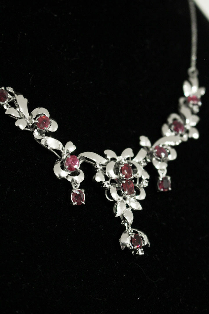 Edwardiaanse collier zilver granaat