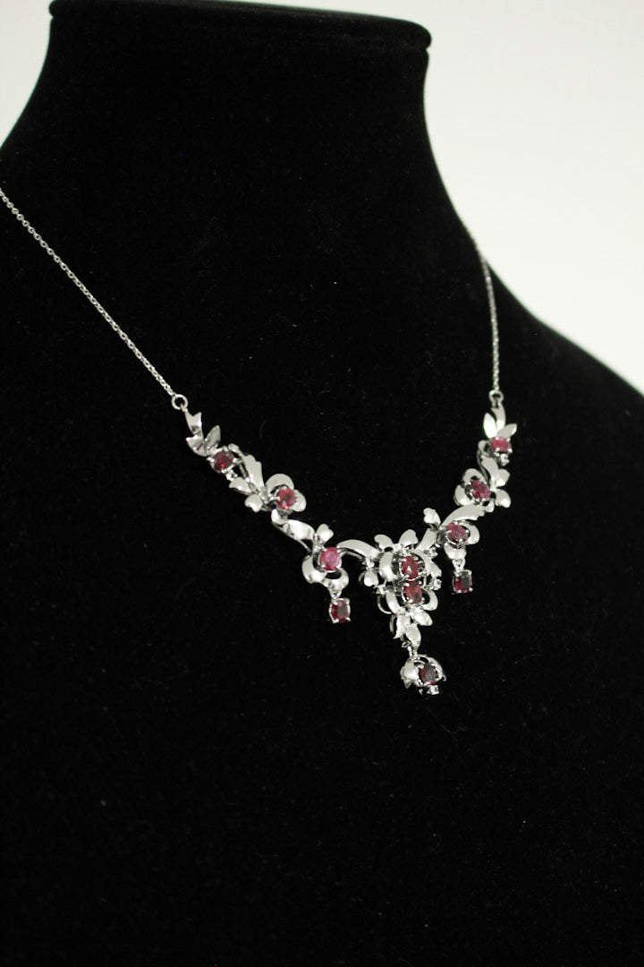 Edwardiaanse collier zilver granaat