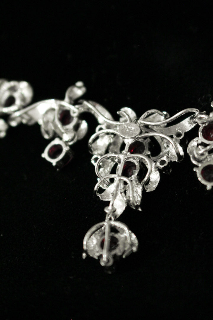 Edwardiaanse collier zilver granaat