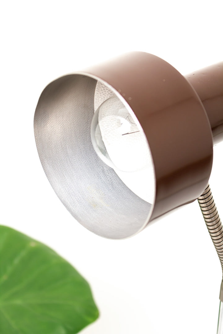 Elidus vintage vloerlamp met bruine metalen kap en verchroomde staander