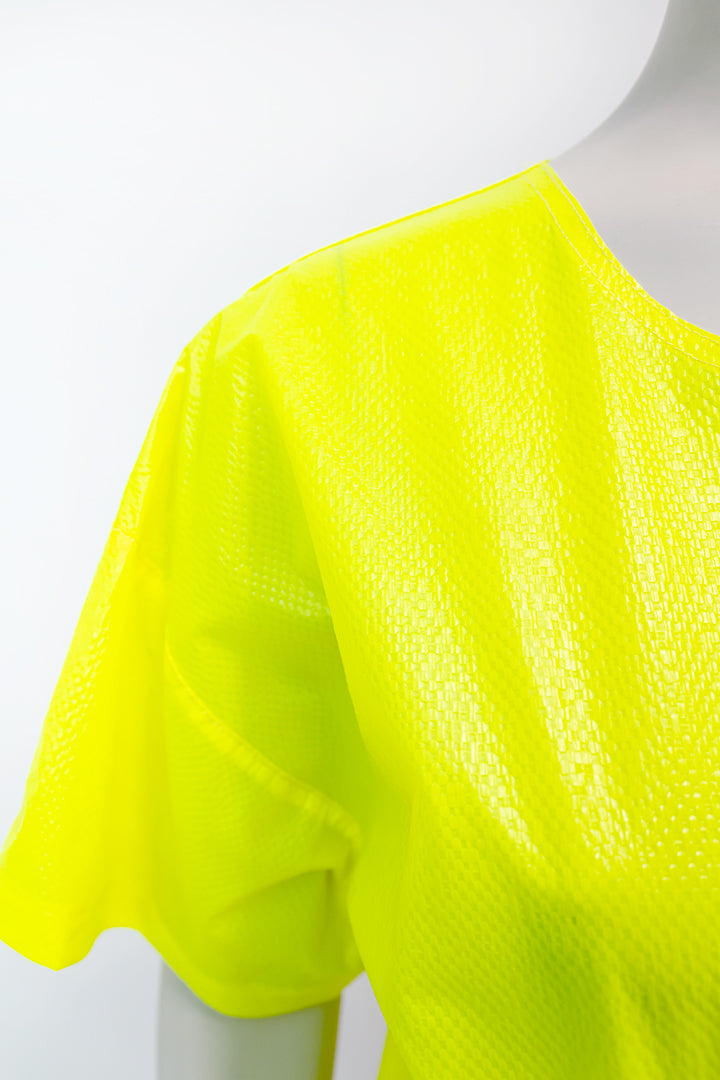 Elisabeth de Senneville top neon geel kunststof jaren 80