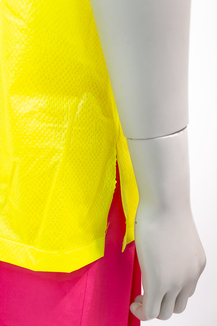 Elisabeth de Senneville top neon geel kunststof jaren 80