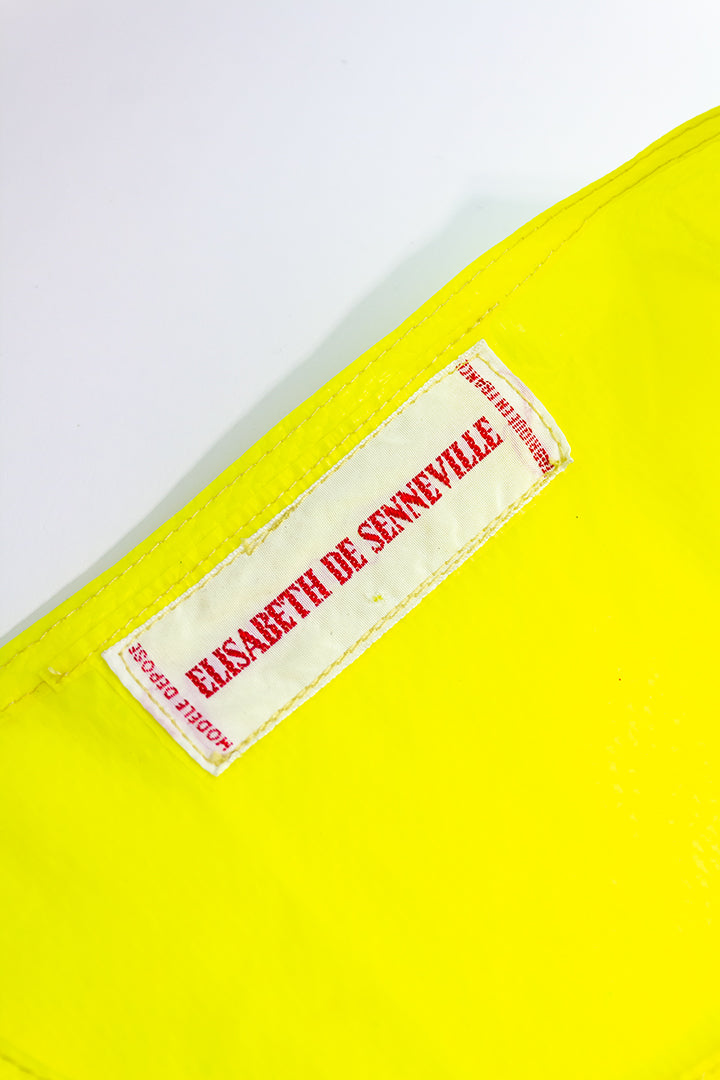 Elisabeth de Senneville top neon geel kunststof jaren 80