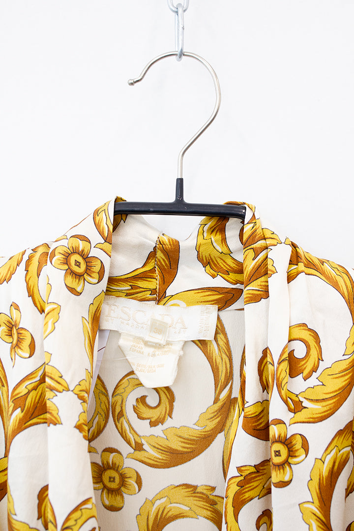 Escada body van zijde met gouden barok-print