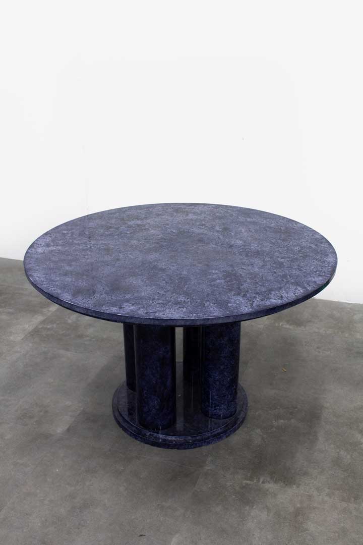 Faux marmeren blauwe ronde eettafel