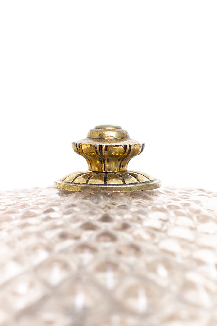 Flush plafonnière van glas en messing jaren 60 Art Deco