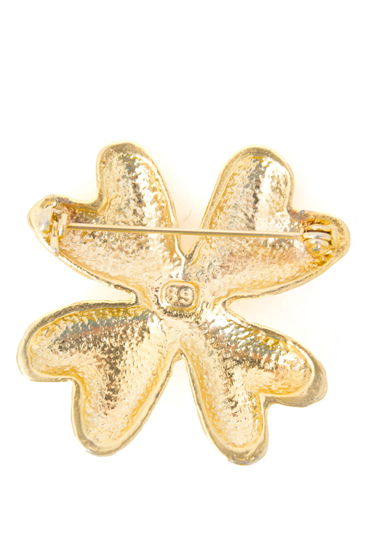 Franse broche bloem met imitatie parel vintage