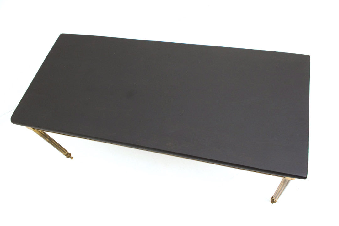 Franse messing salontafel met zwart houten blad
