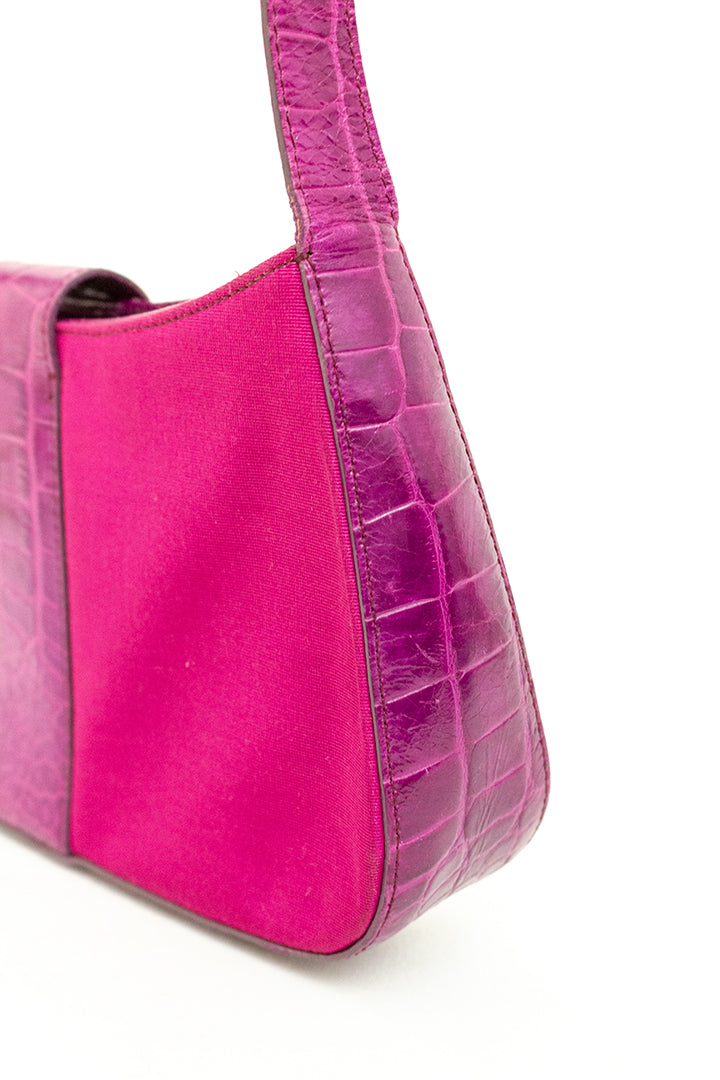 Fuchsia roze schoudertas met details van krokodillenleer Alberta Ferretti