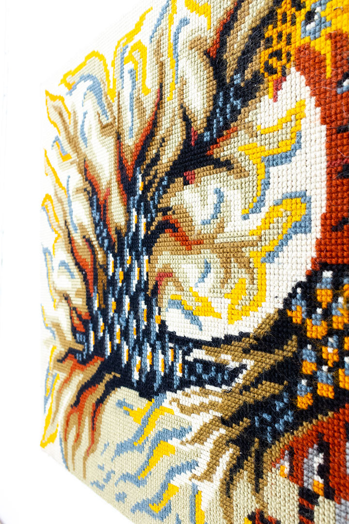 Geborduurd jaren 70 schilderij met fazant - Royal Pheasant France