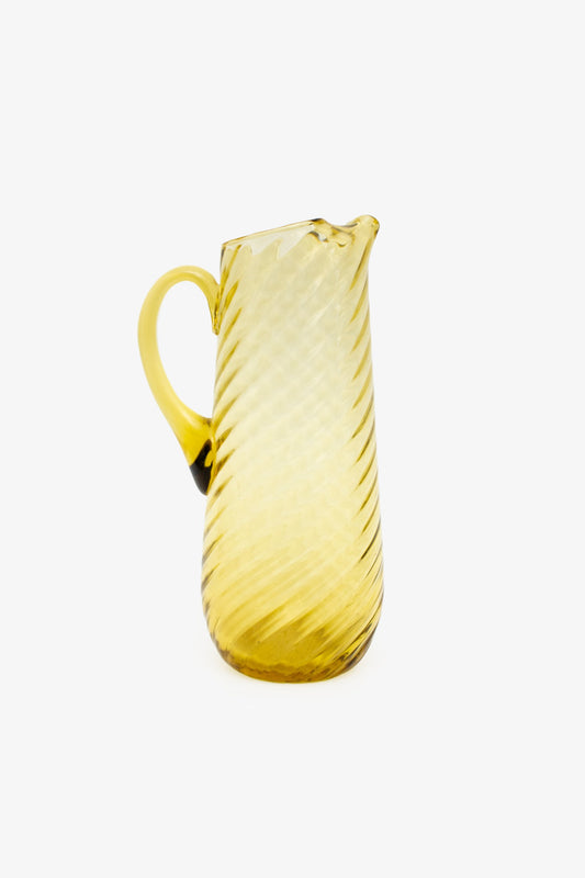 Gele twisted vintage Art Glass karaf