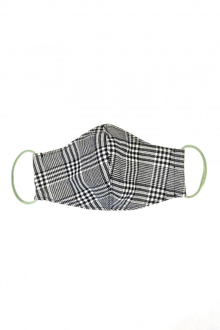 Geruit katoenen mondkapje zwart wit Liesbeth Sterkenburg unisex