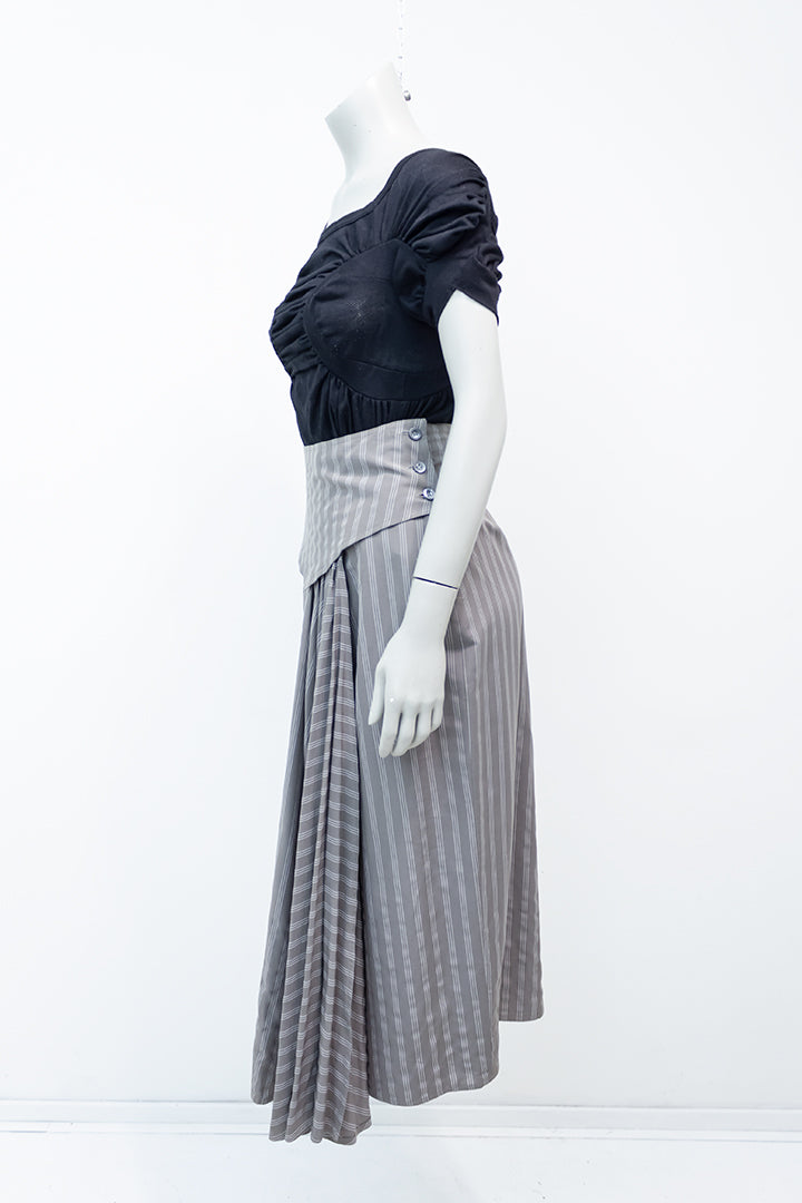 Gestreepte grijze rok Sportmax jaren 90