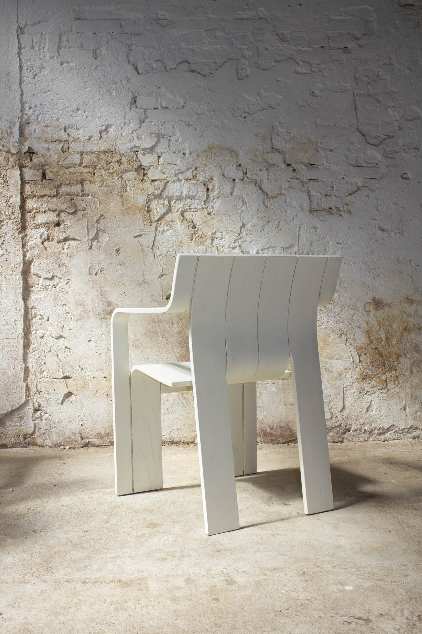 Set van 4 jaren 70 witte Gijs Bakker voor Castelijn strip stoelen met armleuningen