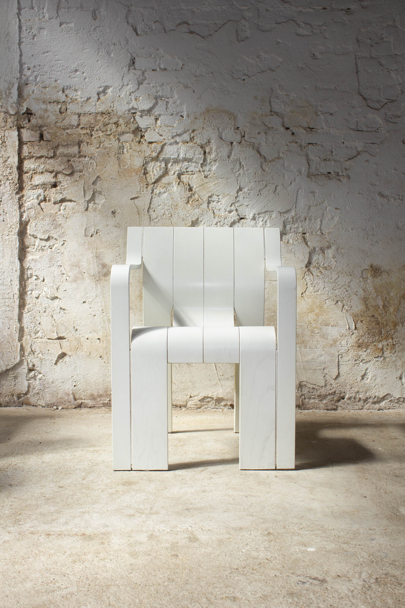 Set van 4 jaren 70 witte Gijs Bakker voor Castelijn strip stoelen met armleuningen