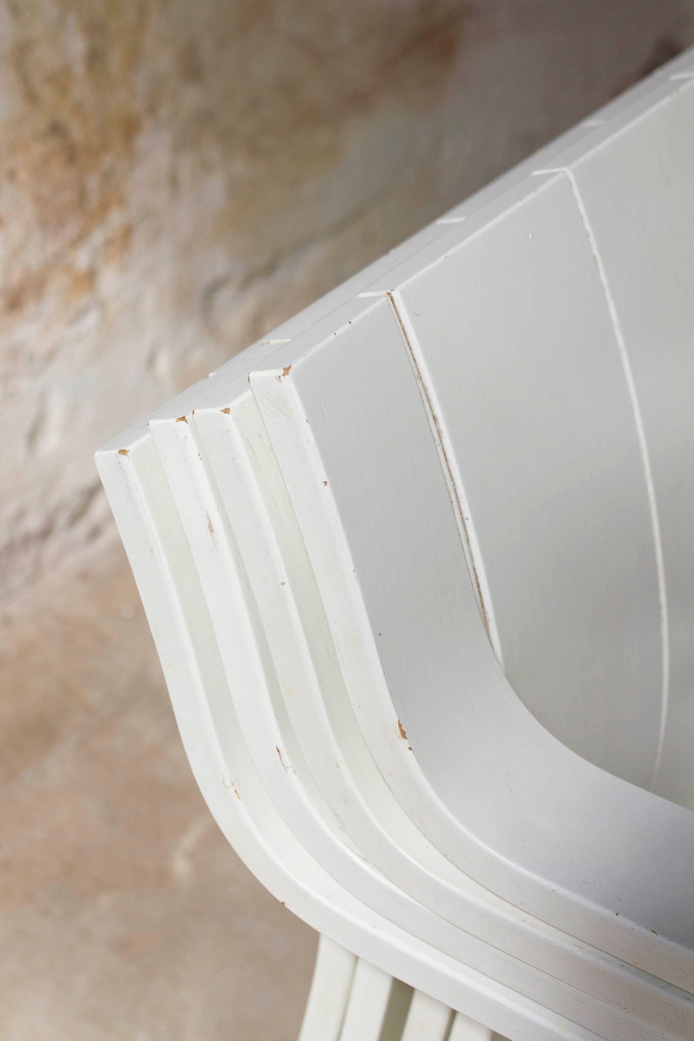 Set van 4 jaren 70 witte Gijs Bakker voor Castelijn strip stoelen met armleuningen
