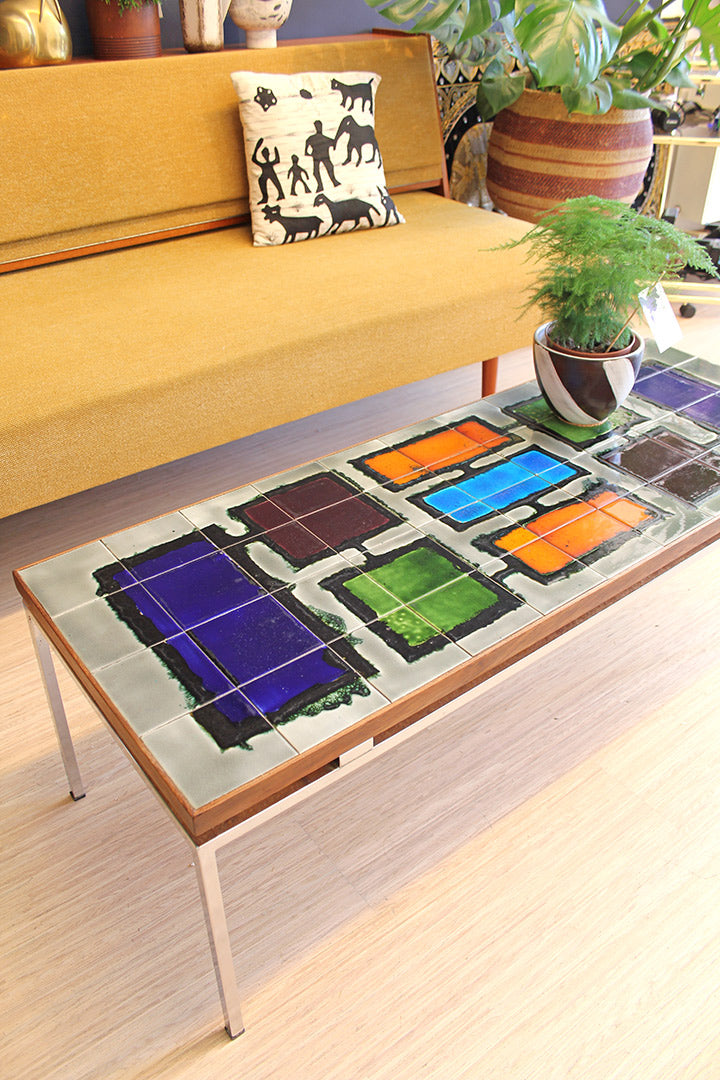Gilliot Hemiksem tegeltafel Belgische vintage salontafel