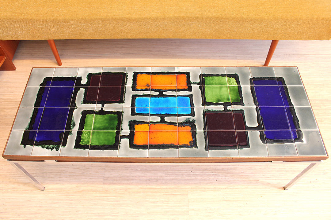 Gilliot Hemiksem tegeltafel Belgische vintage salontafel