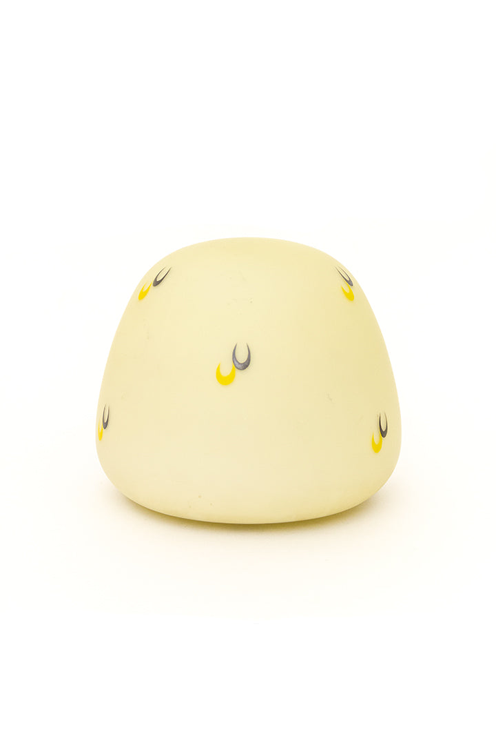 Glazen plafondlamp jaren 60 met zwarte en gele decoraties