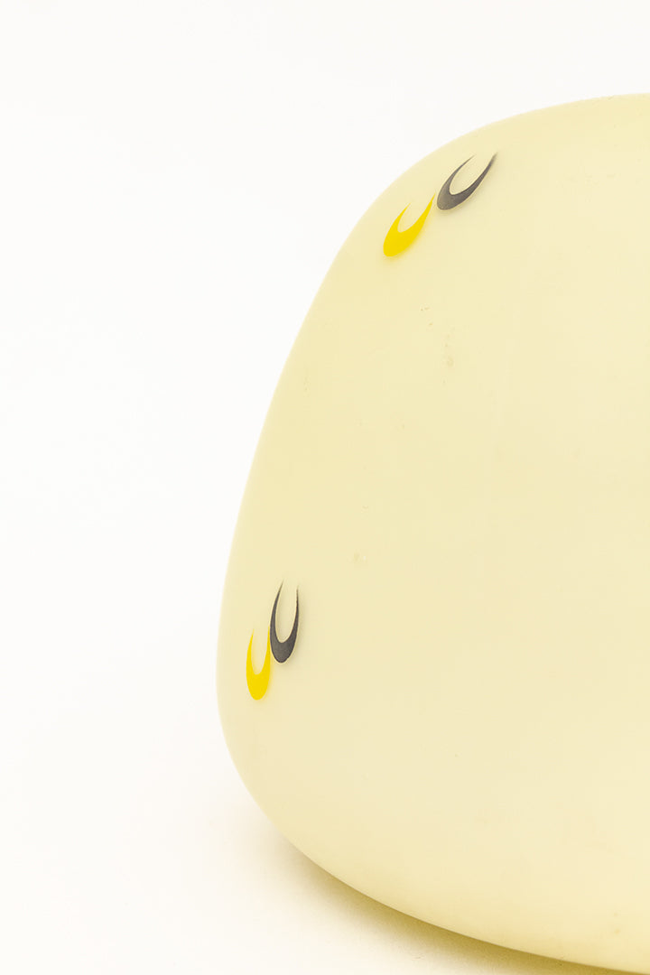 Glazen plafondlamp jaren 60 met zwarte en gele decoraties