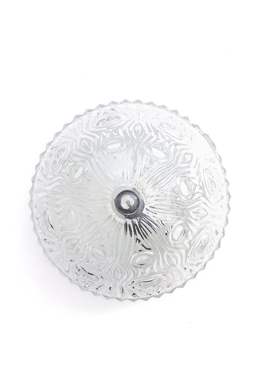 Glazen plafonnière rond met gegolfd patroon vintage