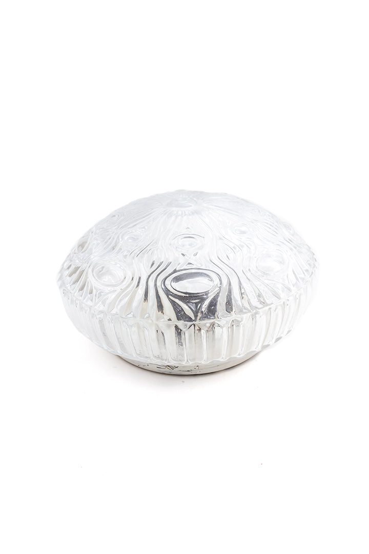 Glazen plafonnière rond met gegolfd patroon vintage
