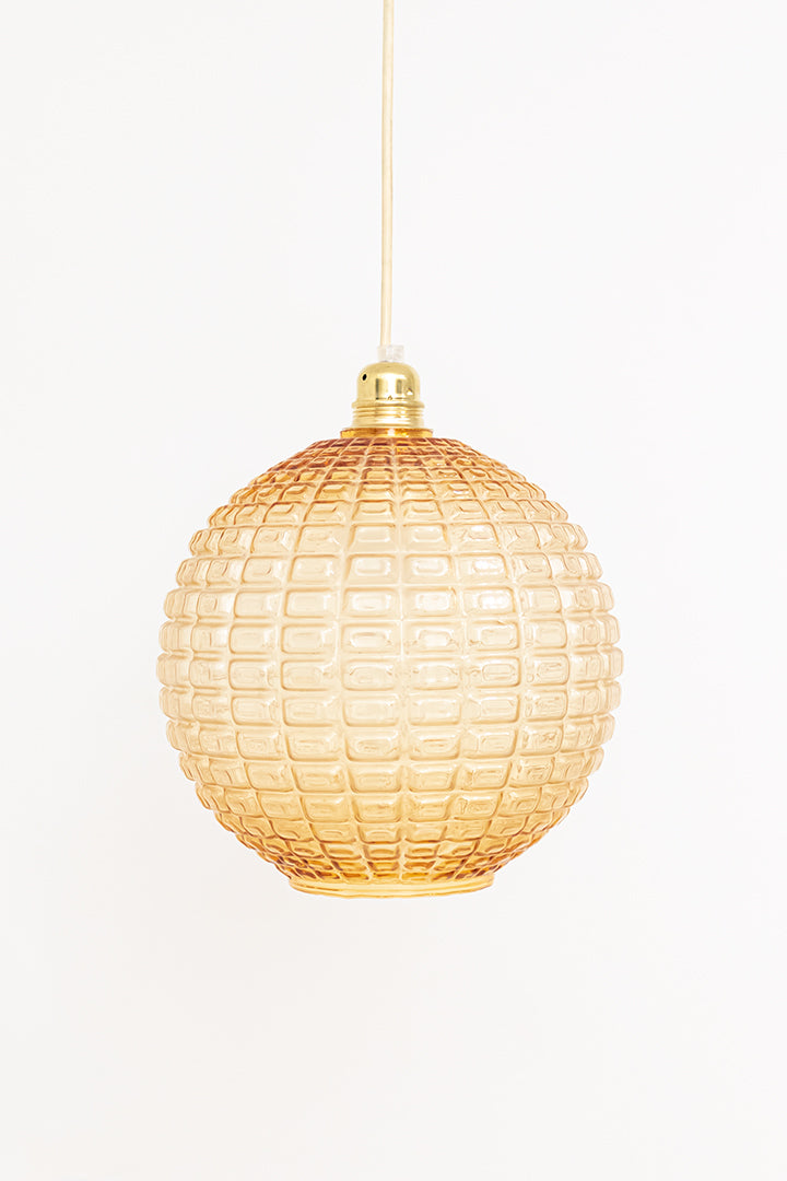 Globe hanglamp jaren 70 amberkleurig in Aloys F Gangkofner-stijl