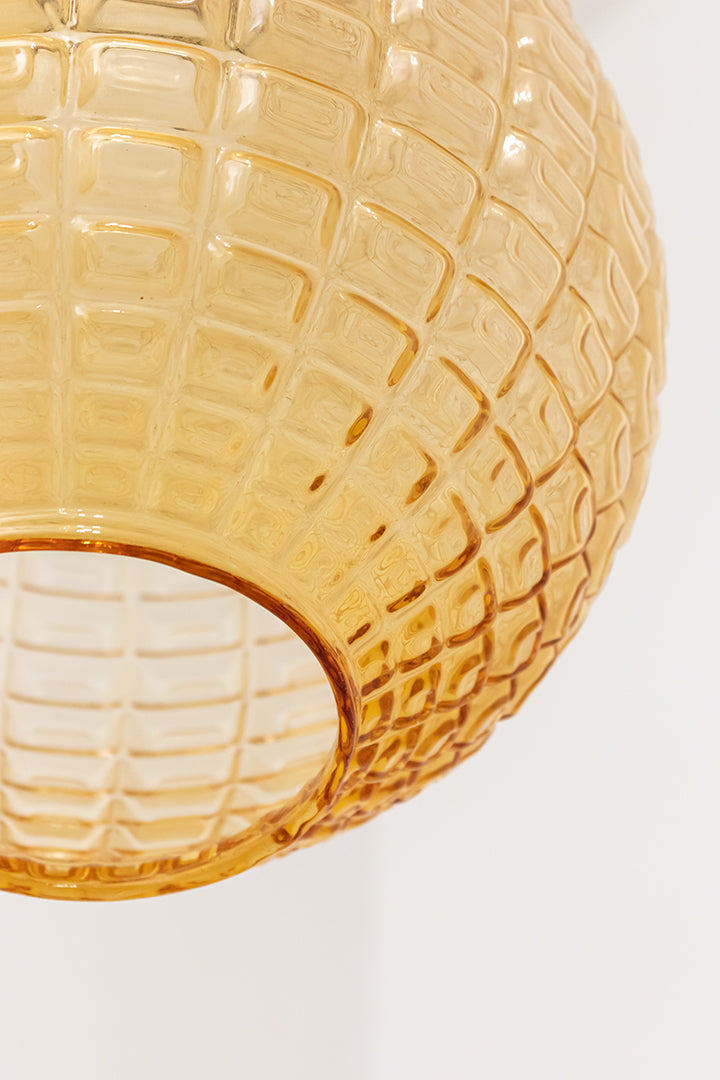 Globe hanglamp jaren 70 amberkleurig in Aloys F Gangkofner-stijl