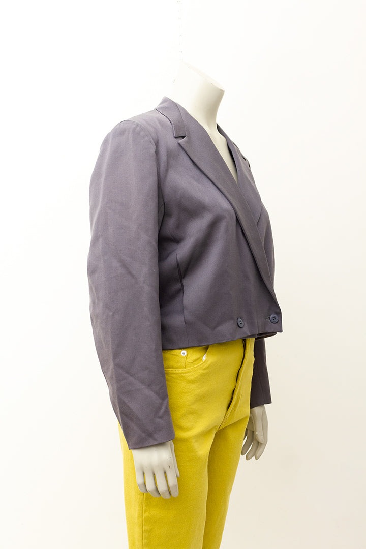 Grijs wollen cropped blazer jasje jaren 80 Jean Paul Gaulthier voor Kashiyama