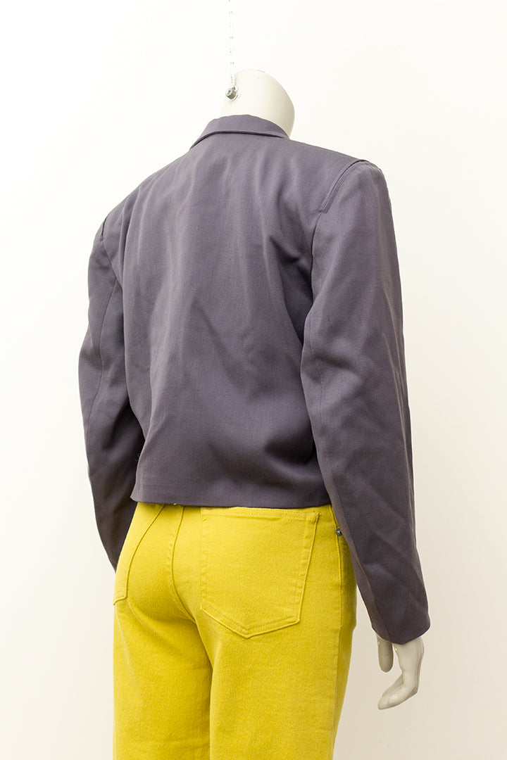 Grijs wollen cropped blazer jasje jaren 80 Jean Paul Gaulthier voor Kashiyama