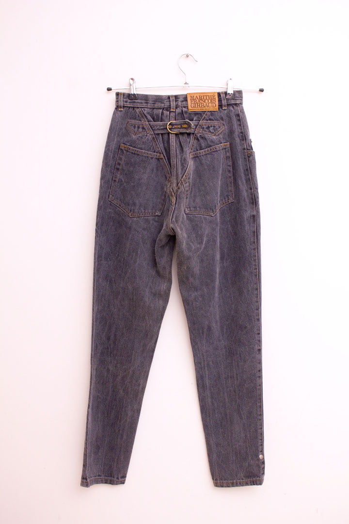 Grijze vintage Marithe Francois Girbaud jeans gesp en bijzondere zakken