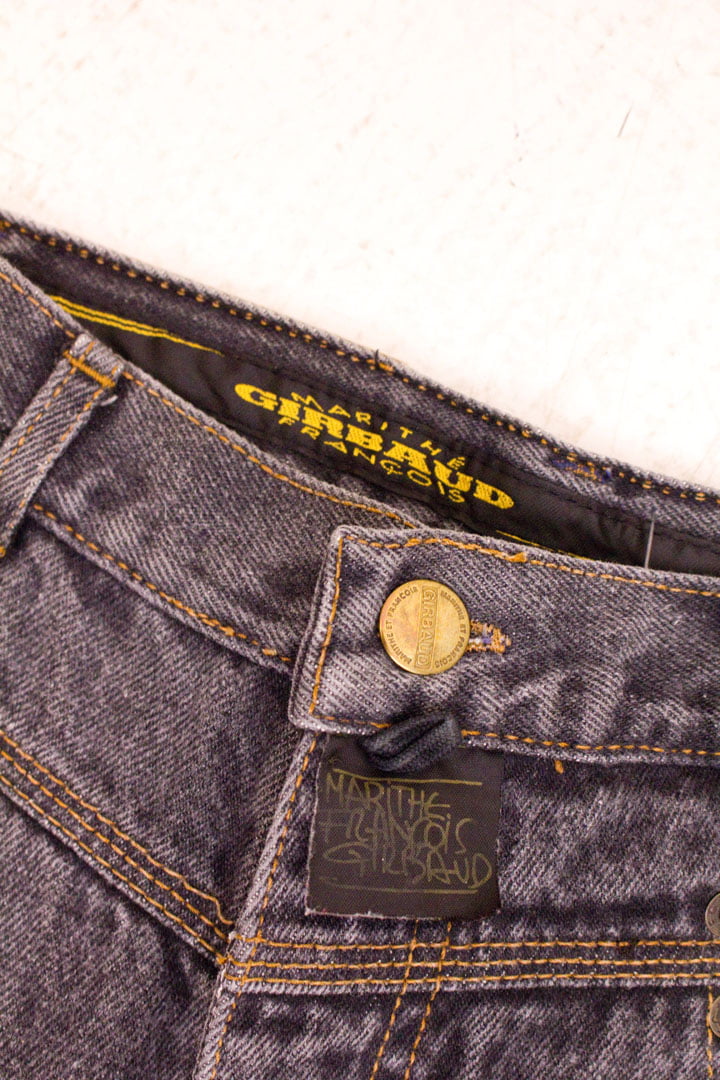 Grijze vintage Marithe Francois Girbaud jeans gesp en bijzondere zakken