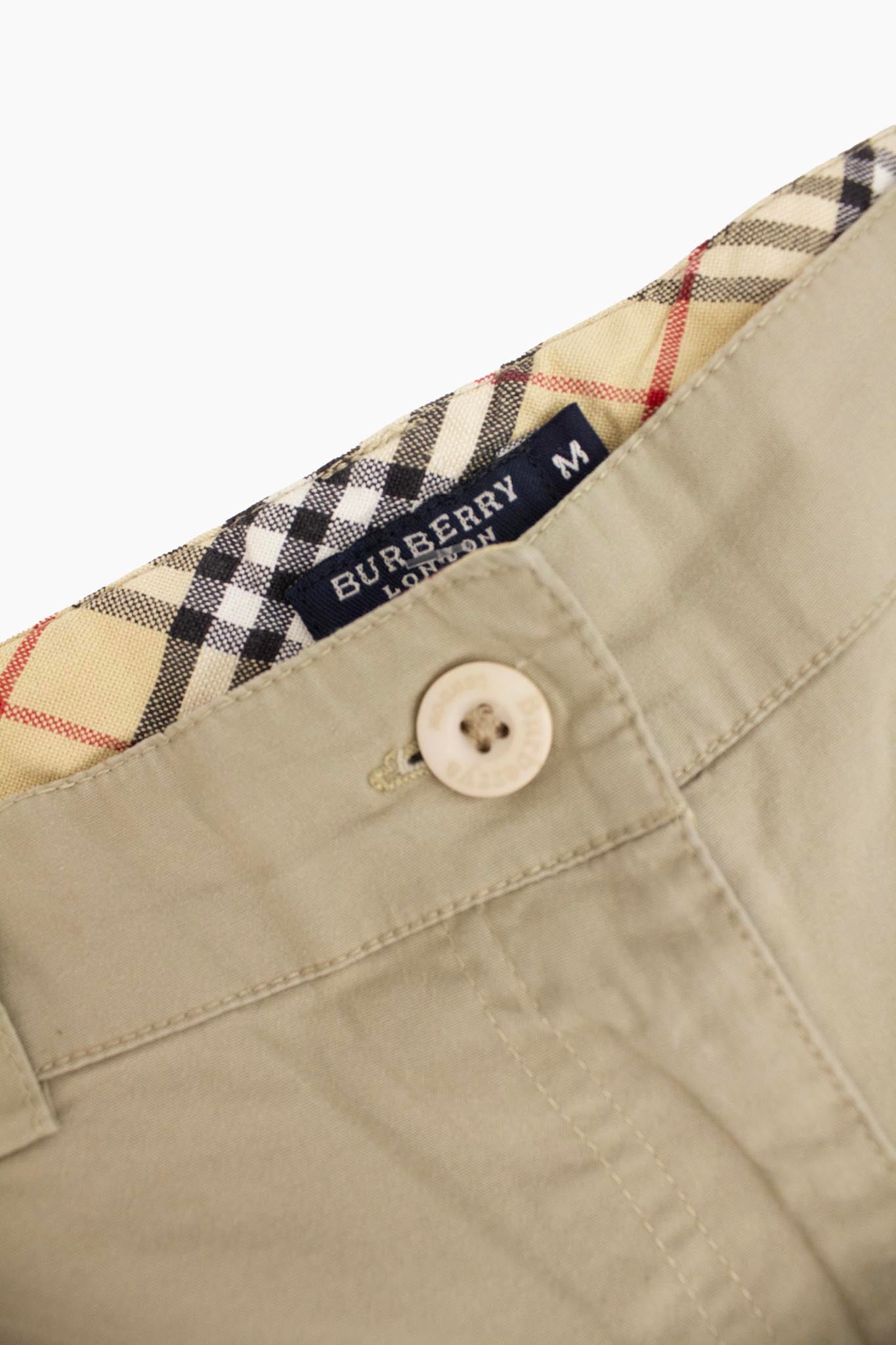 Kaki katoenen Burberry capri broek met ruit details