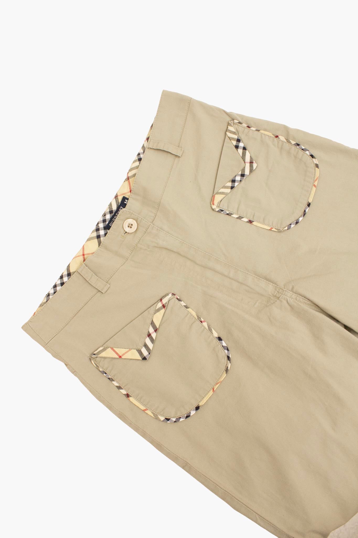 Kaki katoenen Burberry capri broek met ruit details