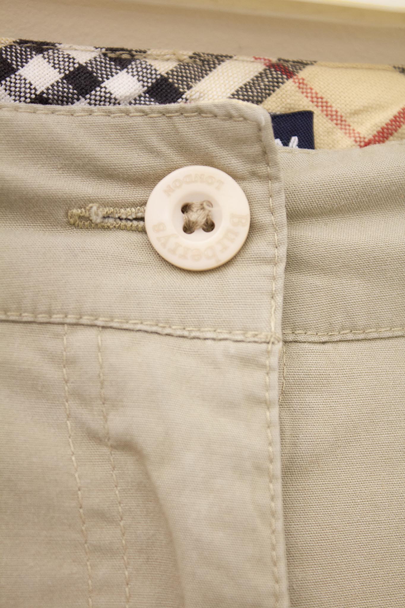 Kaki katoenen Burberry capri broek met ruit details