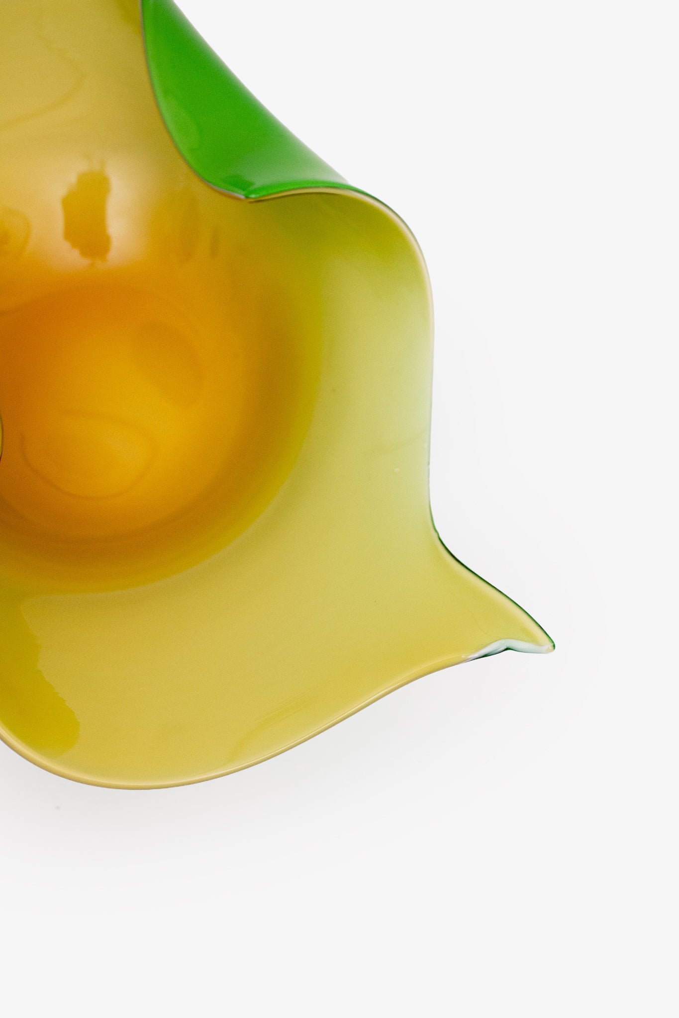 Groen geel gevouwen Murano glas schaaltje