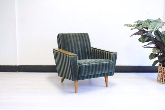 Groene Deense fauteuil vintage